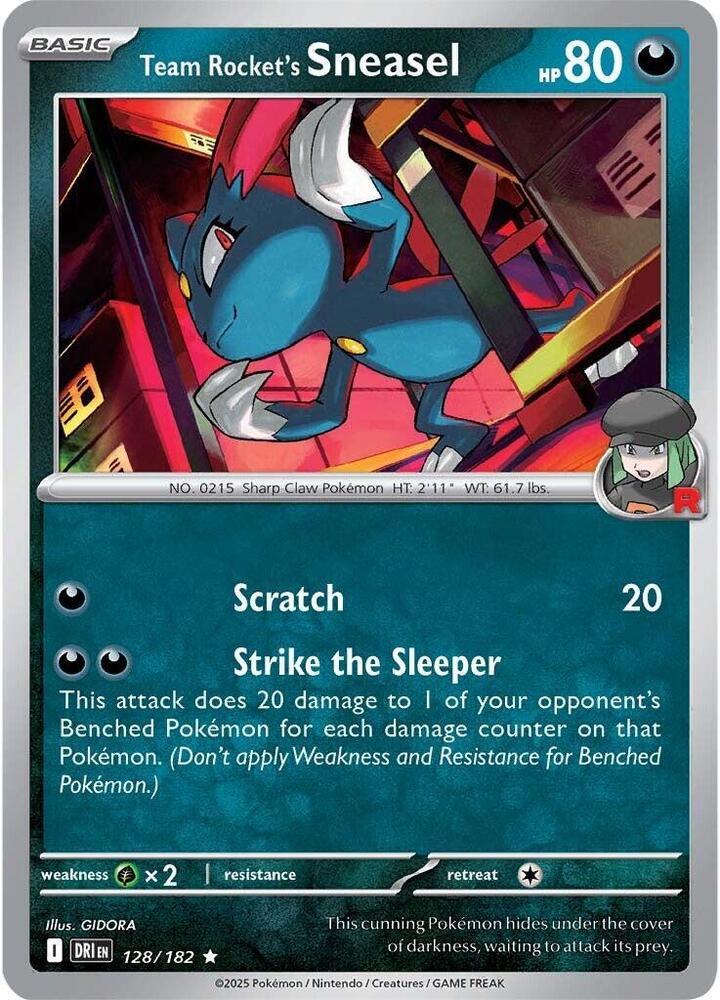 Team Rocket's Sneasel 128/182 Reverse Holofoil, Destined Rivals Pokémon card