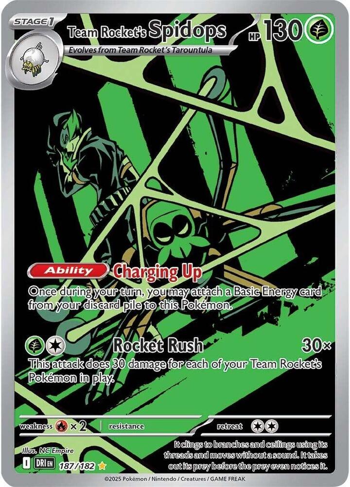 Team Rocket's Spidops 187/182 Holofoil, Destined Rivals Pokémon card