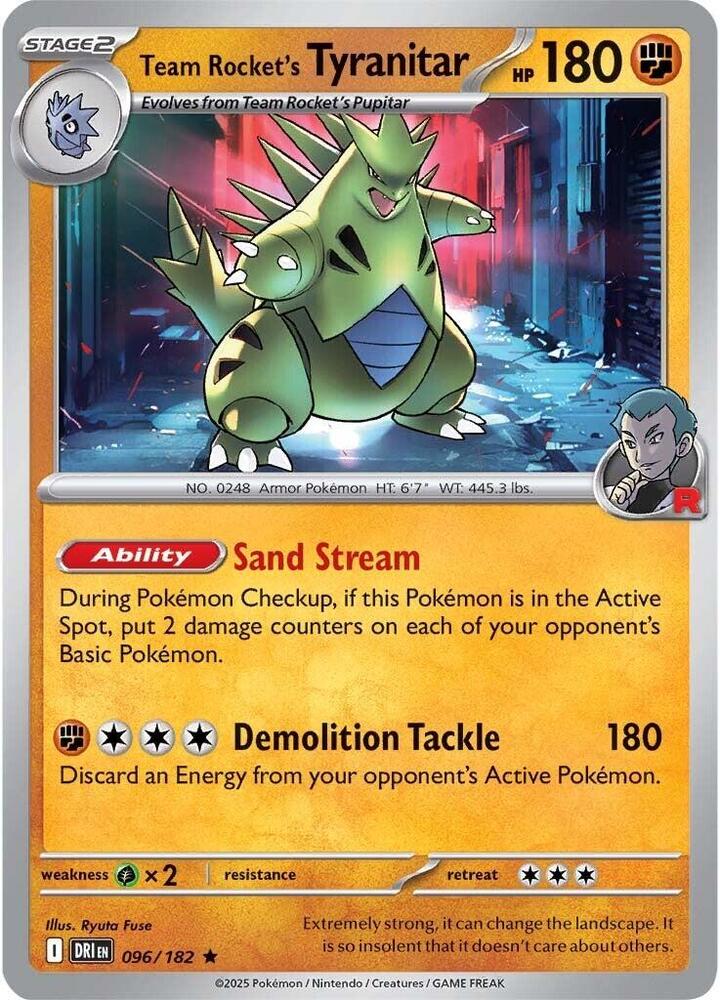 Team Rocket's Tyranitar 096/182 Holofoil, Destined Rivals Pokémon card