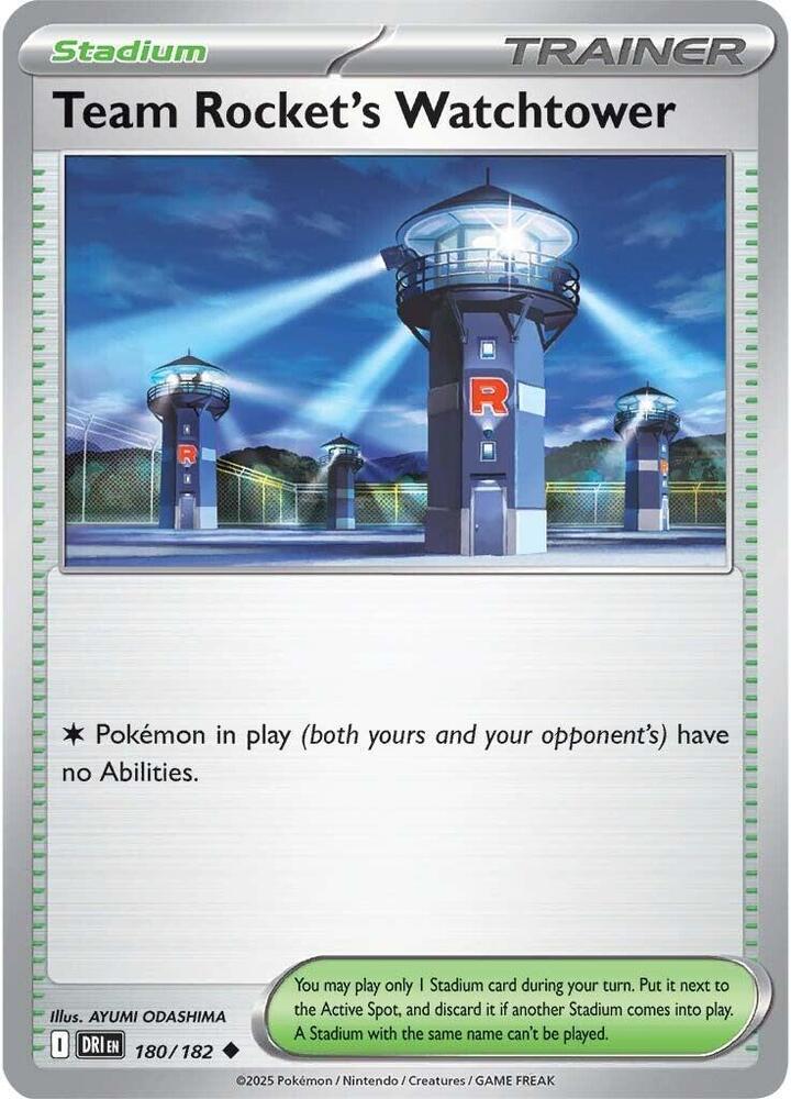 Team Rocket's Watchtower 180/182 Reverse Holofoil, Destined Rivals Pokémon card