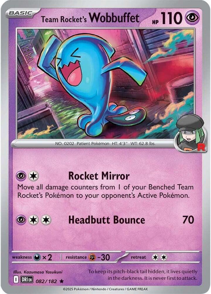 Team Rocket's Wobbuffet 082/182 Reverse Holofoil, Destined Rivals Pokémon card