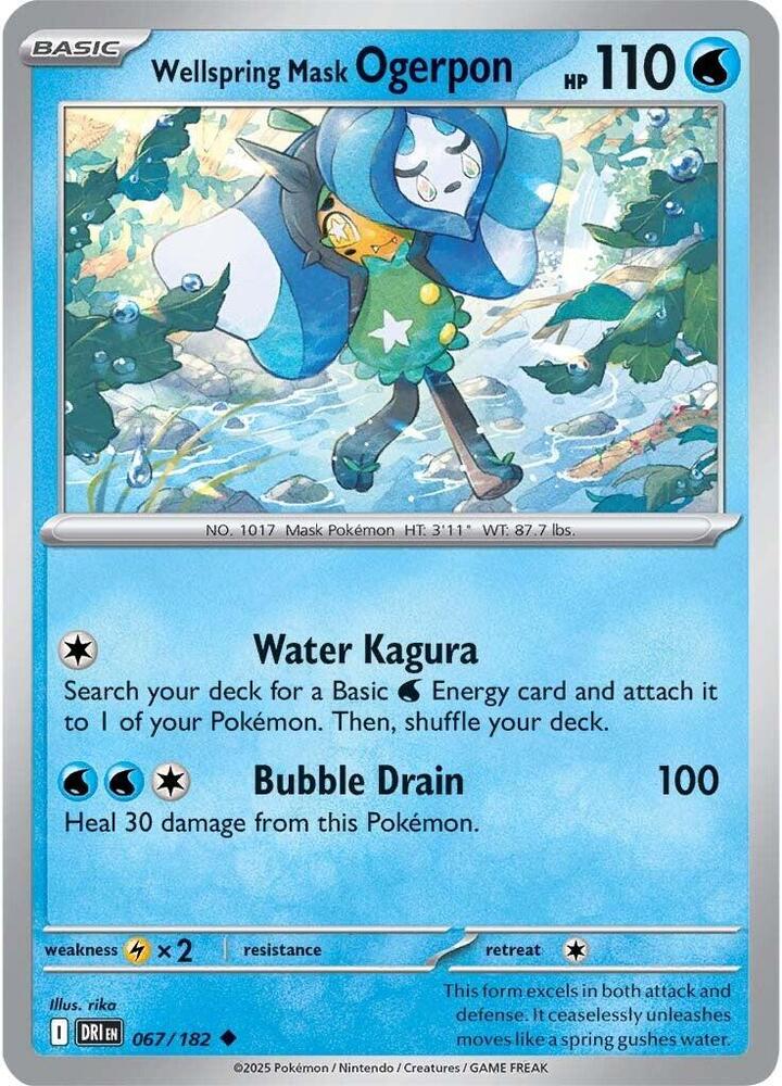 Wellspring Mask Ogerpon 067/182 Reverse Holofoil, Destined Rivals Pokémon card