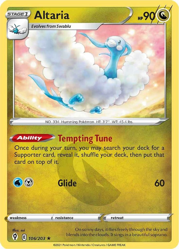 Altaria 106/203 Reverse Holofoil — Evolving Skies Pokémon card
