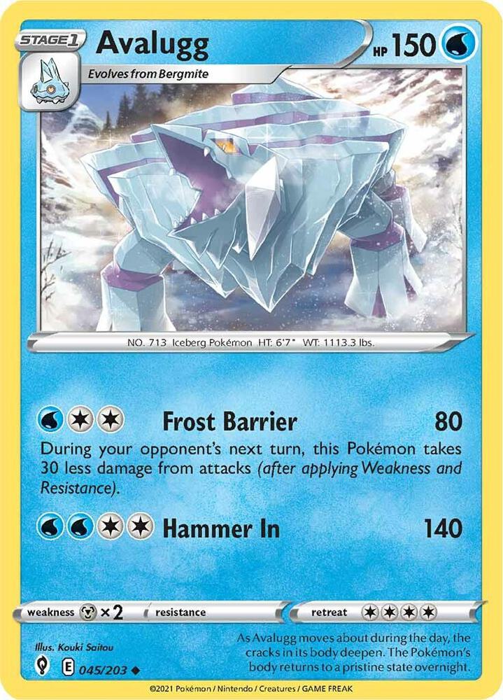Avalugg 045/203 — Evolving Skies Pokémon card