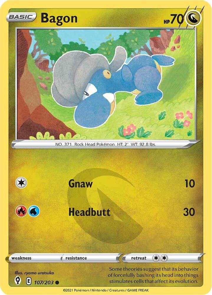 Bagon 107/203 Reverse Holofoil — Evolving Skies Pokémon card
