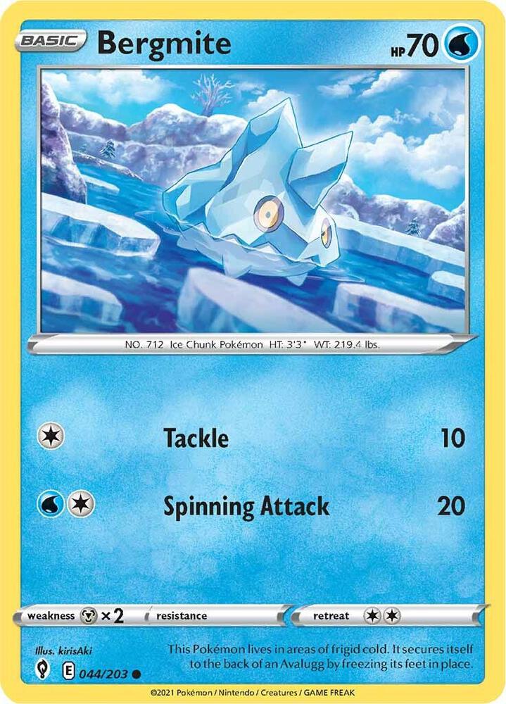 Bergmite 044/203 Reverse Holofoil — Evolving Skies Pokémon card