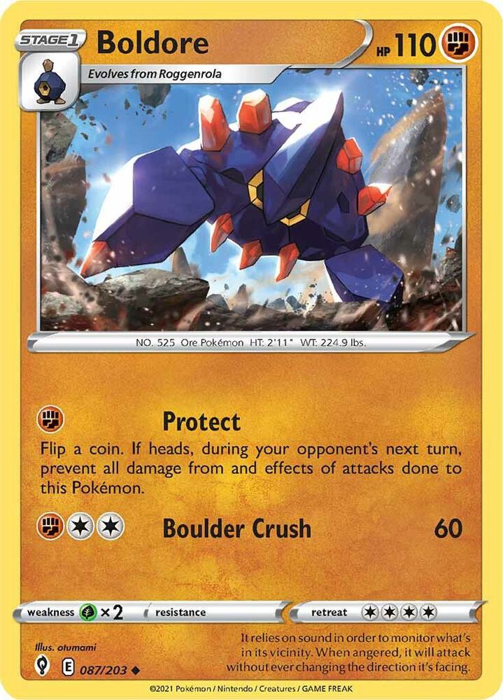 Pokemon - Evolving Skies - Boldore - 087/203 - Reverse Holofoil