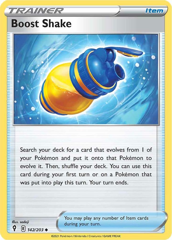 Boost Shake 142/203 Reverse Holofoil — Evolving Skies Pokémon card