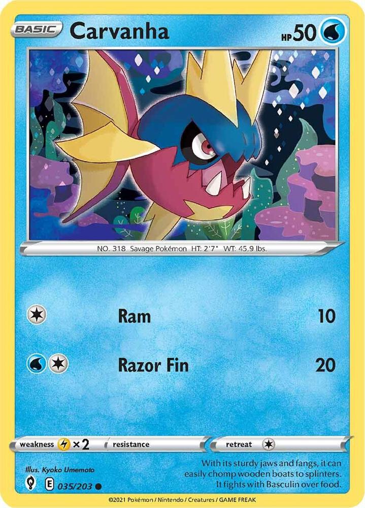 Carvanha 035/203 — Evolving Skies Pokémon card