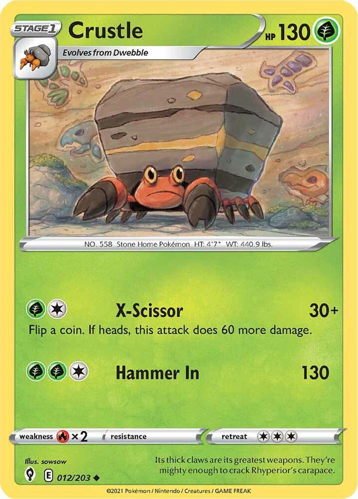 Crustle 012/203 Reverse Holofoil — Evolving Skies Pokémon card