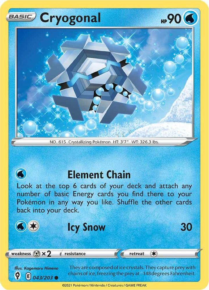 Cryogonal 043/203 Reverse Holofoil — Evolving Skies Pokémon card