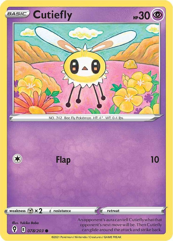 Cutiefly 078/203 — Evolving Skies Pokémon card