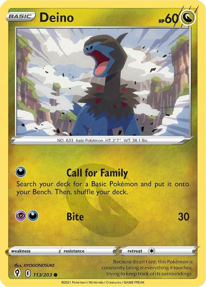 Deino 113/203 Reverse Holofoil — Evolving Skies Pokémon card