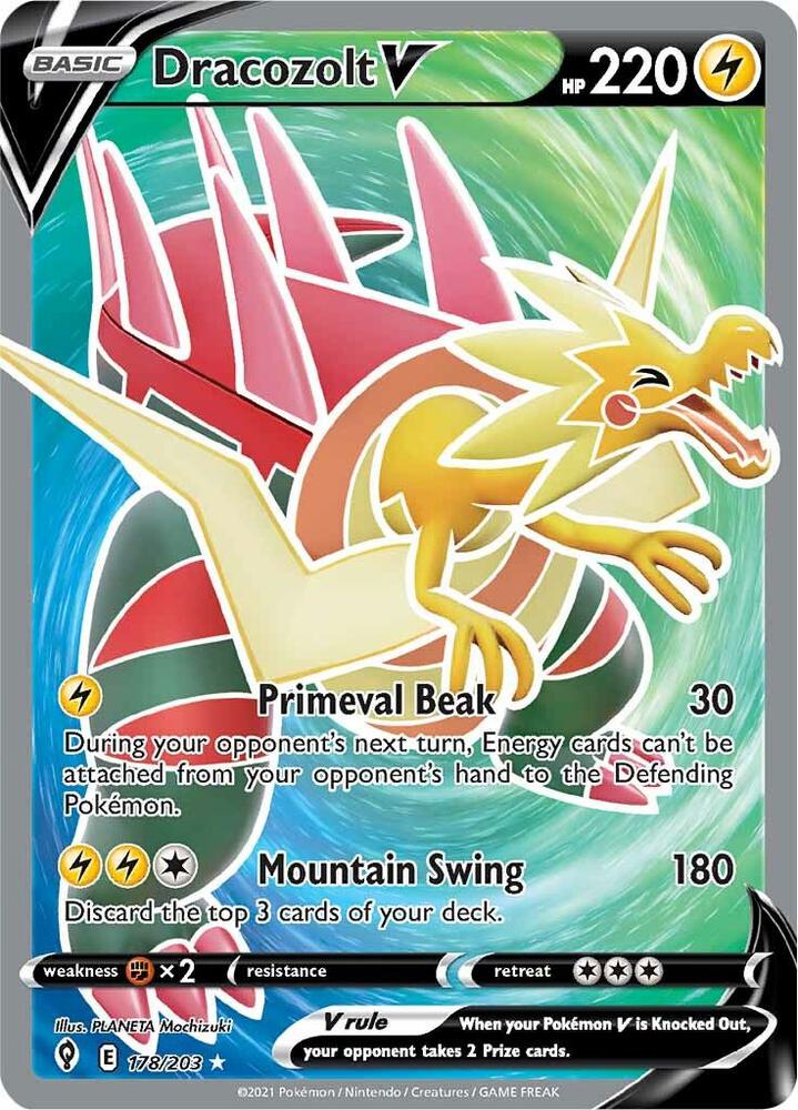 Dracozolt V 178/203 Holofoil — Evolving Skies Pokémon card
