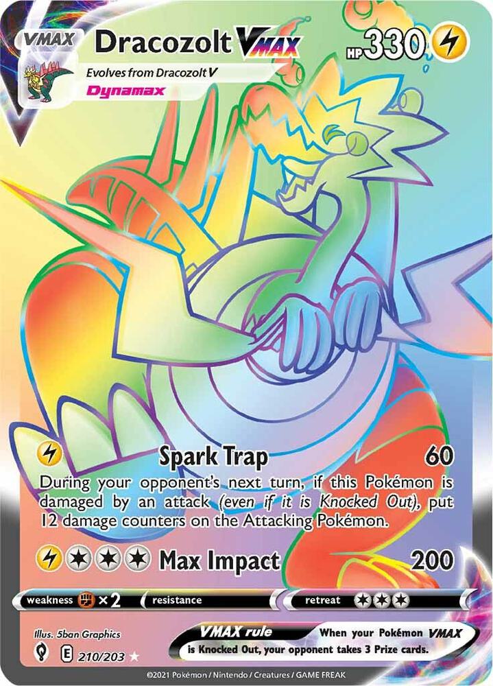 Dracozolt VMAX 210/203 Holofoil — Evolving Skies Pokémon card