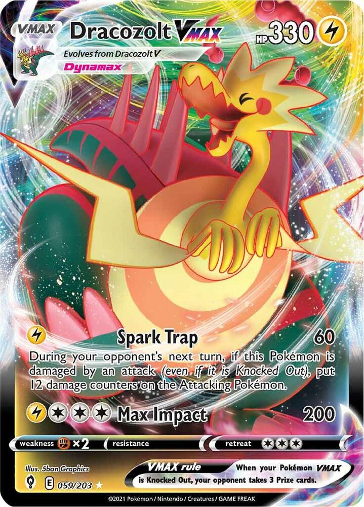 Dracozolt VMAX 059/203 Holofoil — Evolving Skies Pokémon card