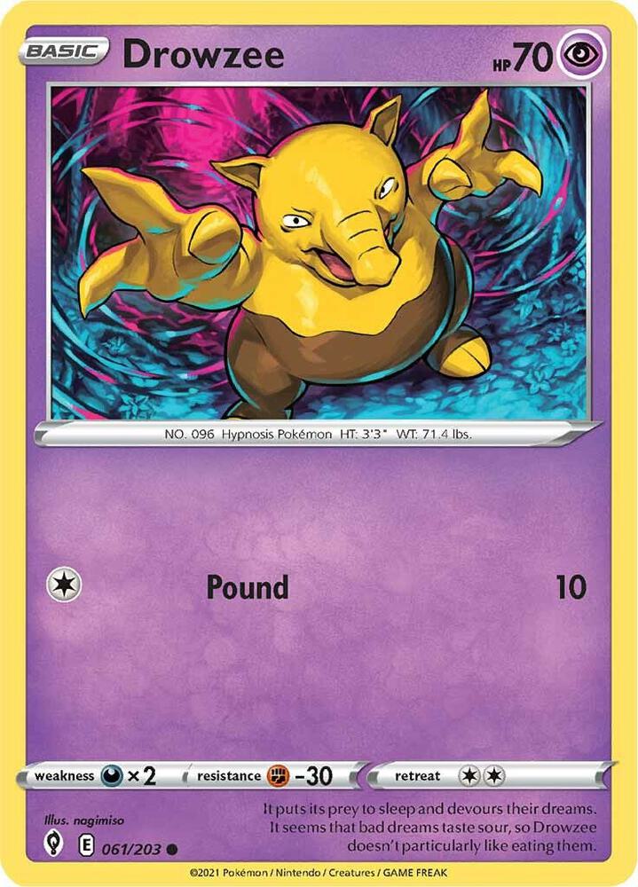 Pokemon - Evolving Skies - Drowzee - 061/203 - Reverse Holofoil