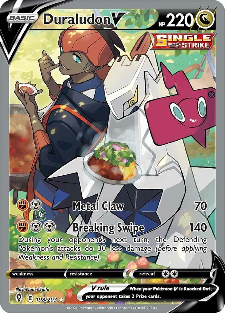Duraludon V 198/203 Holofoil — Evolving Skies Pokémon card