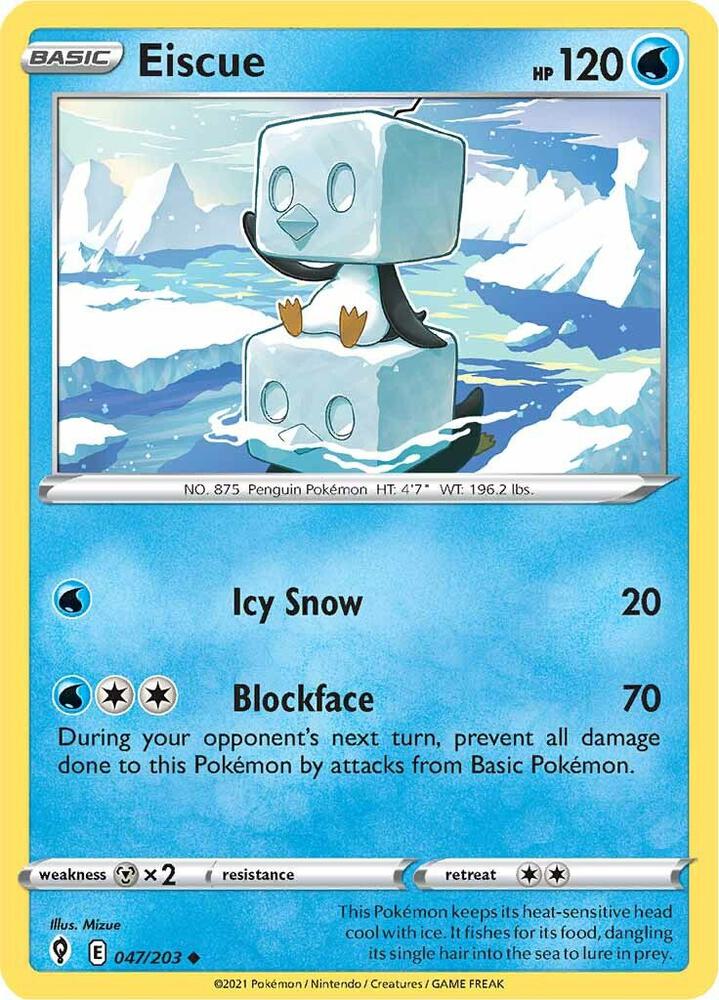 Eiscue 047/203 Reverse Holofoil — Evolving Skies Pokémon card