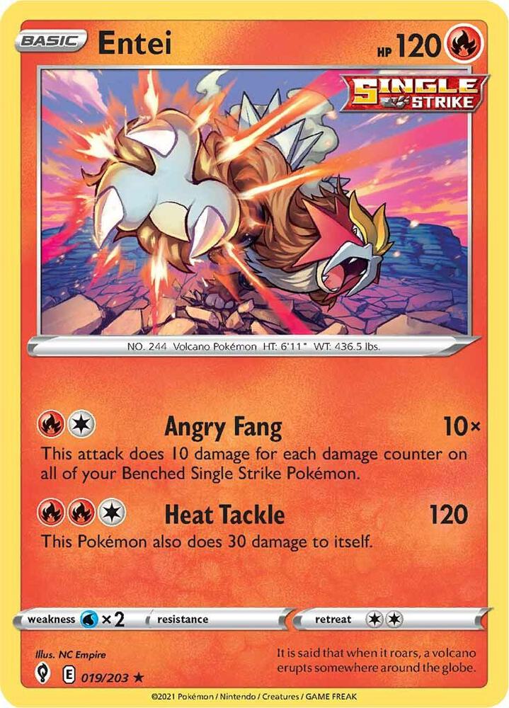 Entei 019/203 Holofoil — Evolving Skies Pokémon card
