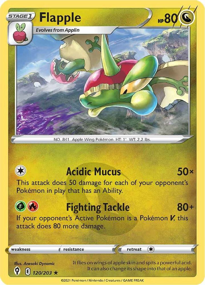 Flapple 120/203 Reverse Holofoil — Evolving Skies Pokémon card