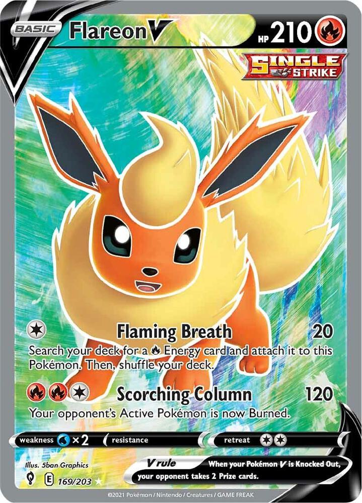 Flareon V 169/203 Holofoil — Evolving Skies Pokémon card