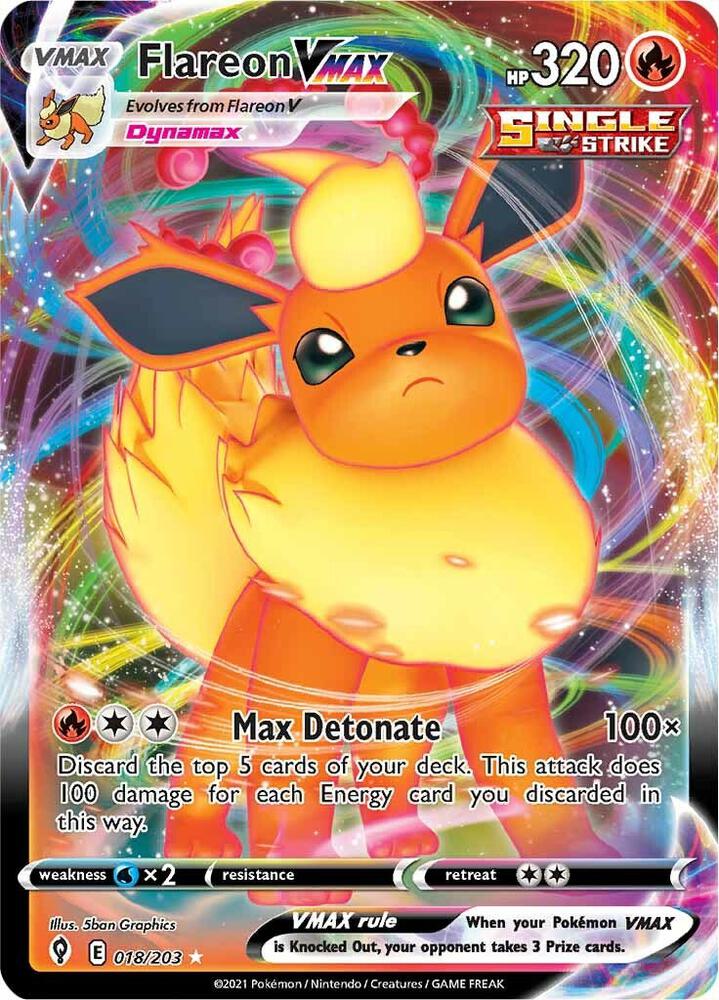 Flareon VMAX 018/203 Holofoil — Evolving Skies Pokémon card