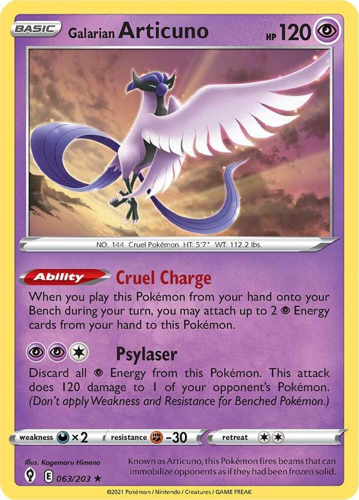 Galarian Articuno 063/203 Holofoil — Evolving Skies Pokémon card