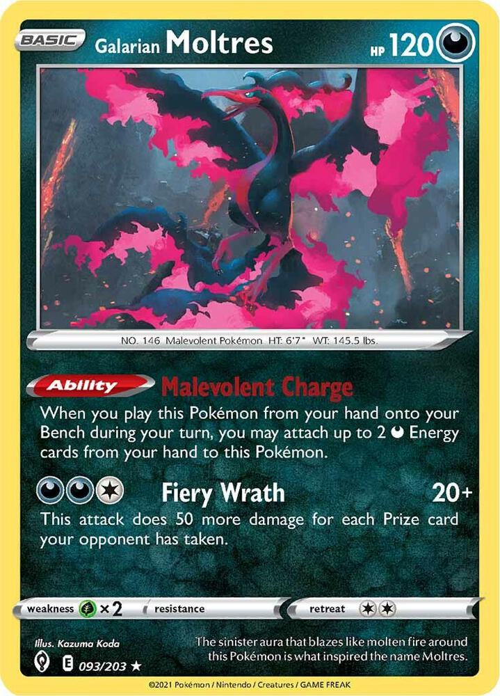 Galarian Moltres 093/203 Reverse Holofoil — Evolving Skies Pokémon card