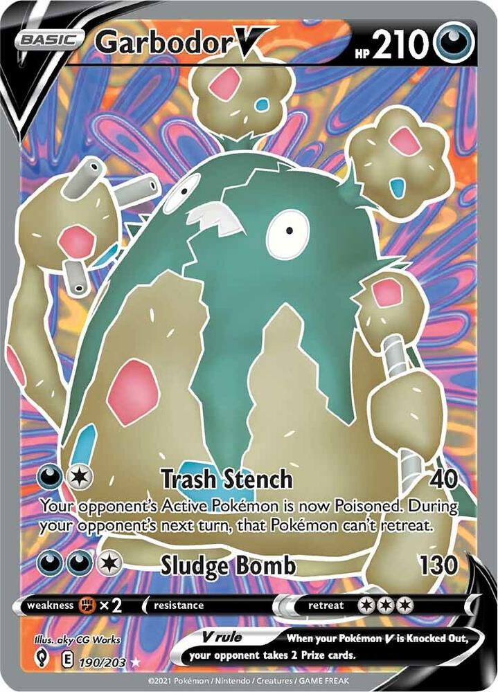 Garbodor V 190/203 Holofoil — Evolving Skies Pokémon card