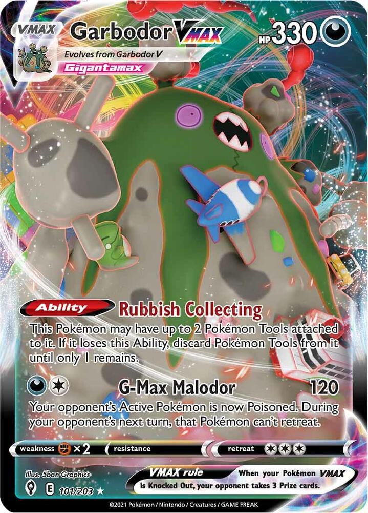 Garbodor VMAX 101/203 Holofoil — Evolving Skies Pokémon card