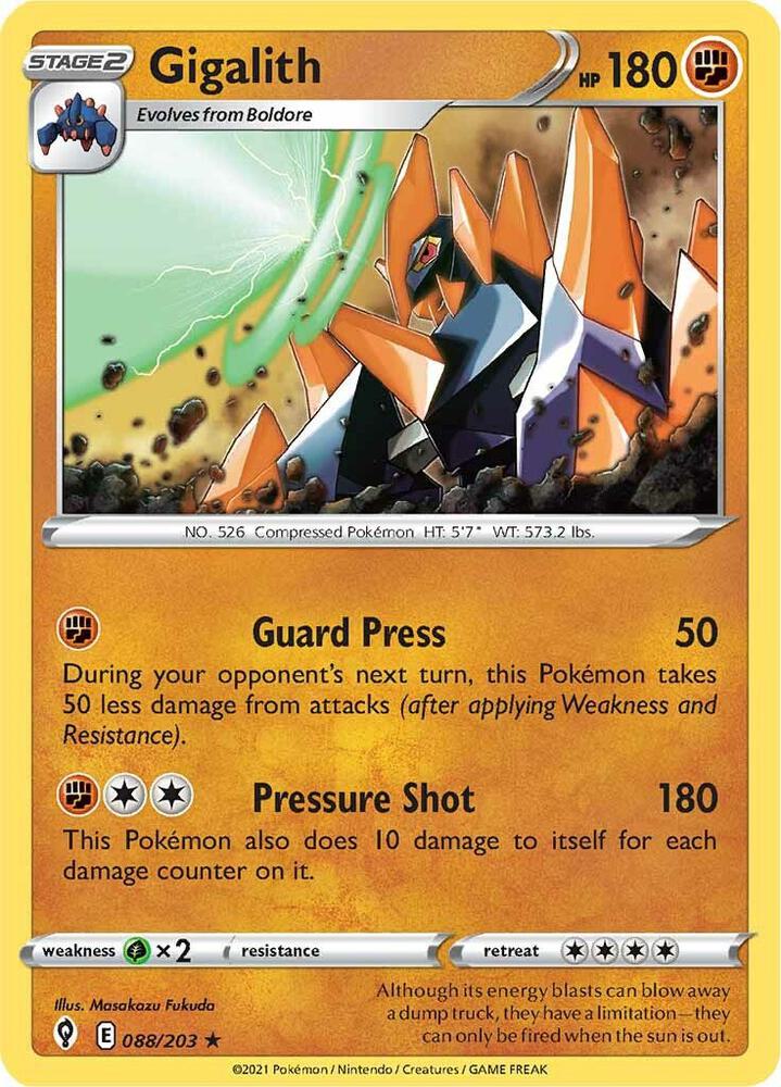 Gigalith 088/203 Reverse Holofoil — Evolving Skies Pokémon card