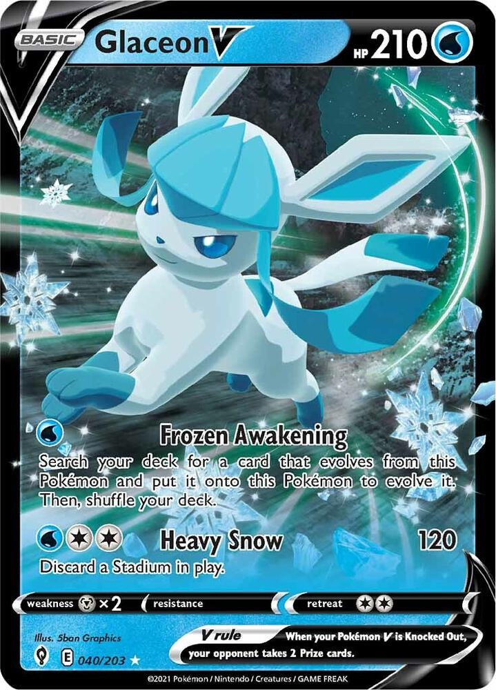 Glaceon V 040/203 Holofoil — Evolving Skies Pokémon card