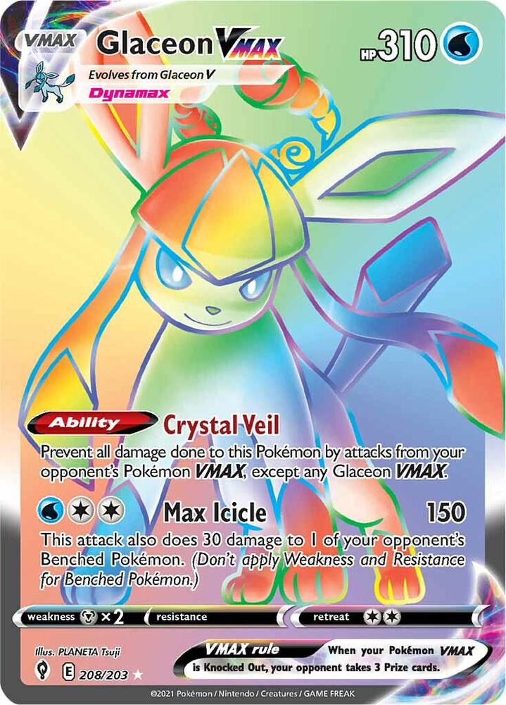 Glaceon VMAX 208/203 Holofoil — Evolving Skies Pokémon card