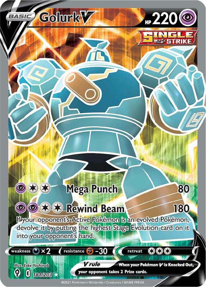 Golurk V 181/203 Holofoil — Evolving Skies Pokémon card