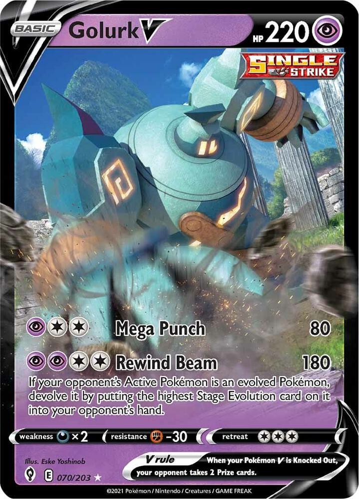 Pokemon - Evolving Skies - Golurk V - 070/203 - Holofoil