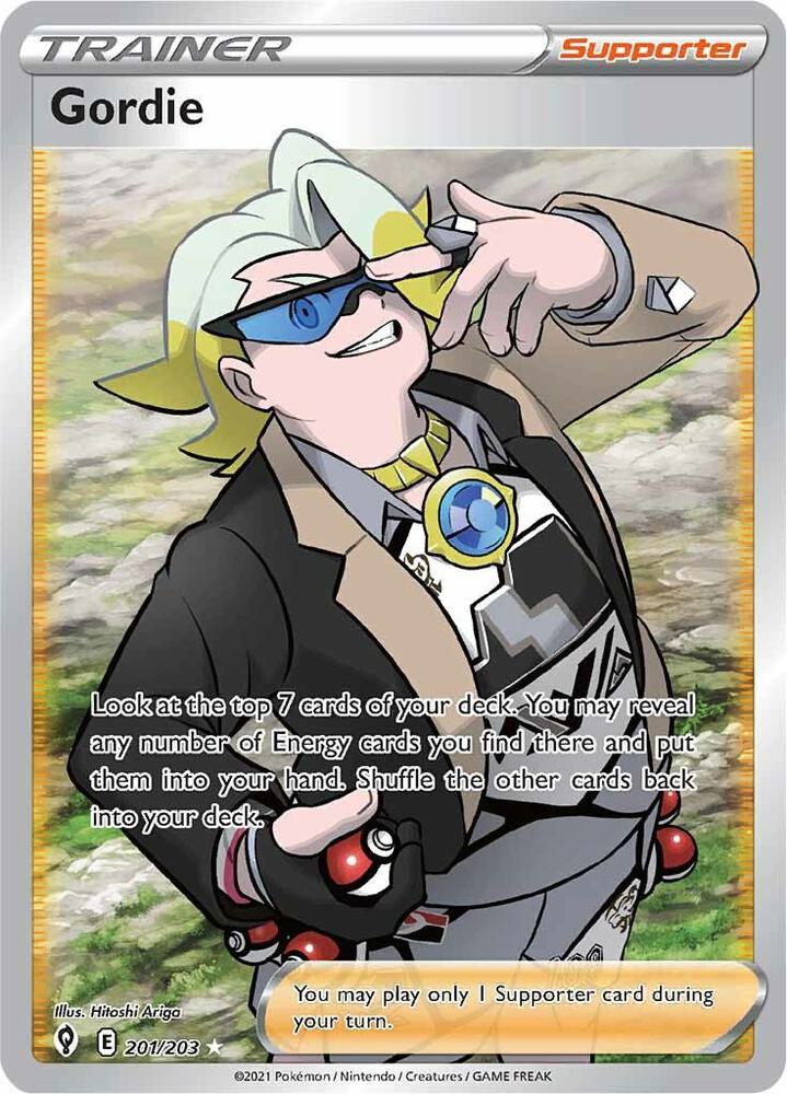 Gordie 201/203 Holofoil — Evolving Skies Pokémon card