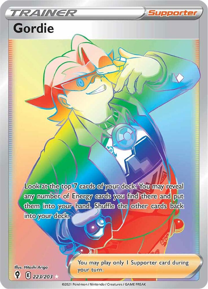 Gordie 223/203 Holofoil — Evolving Skies Pokémon card