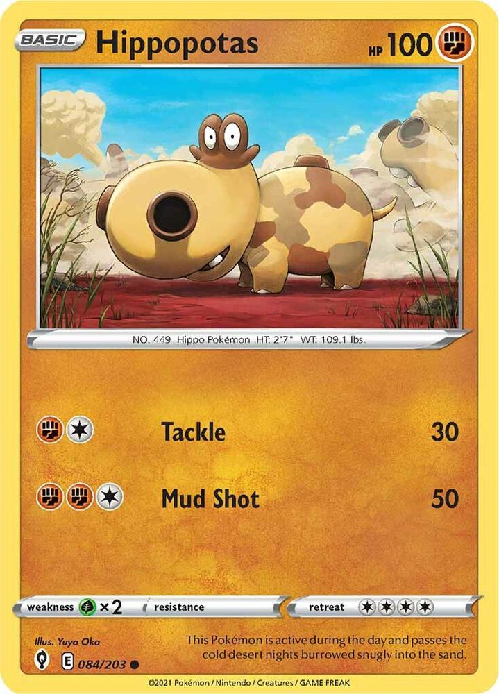 Hippopotas 084/203 Reverse Holofoil — Evolving Skies Pokémon card