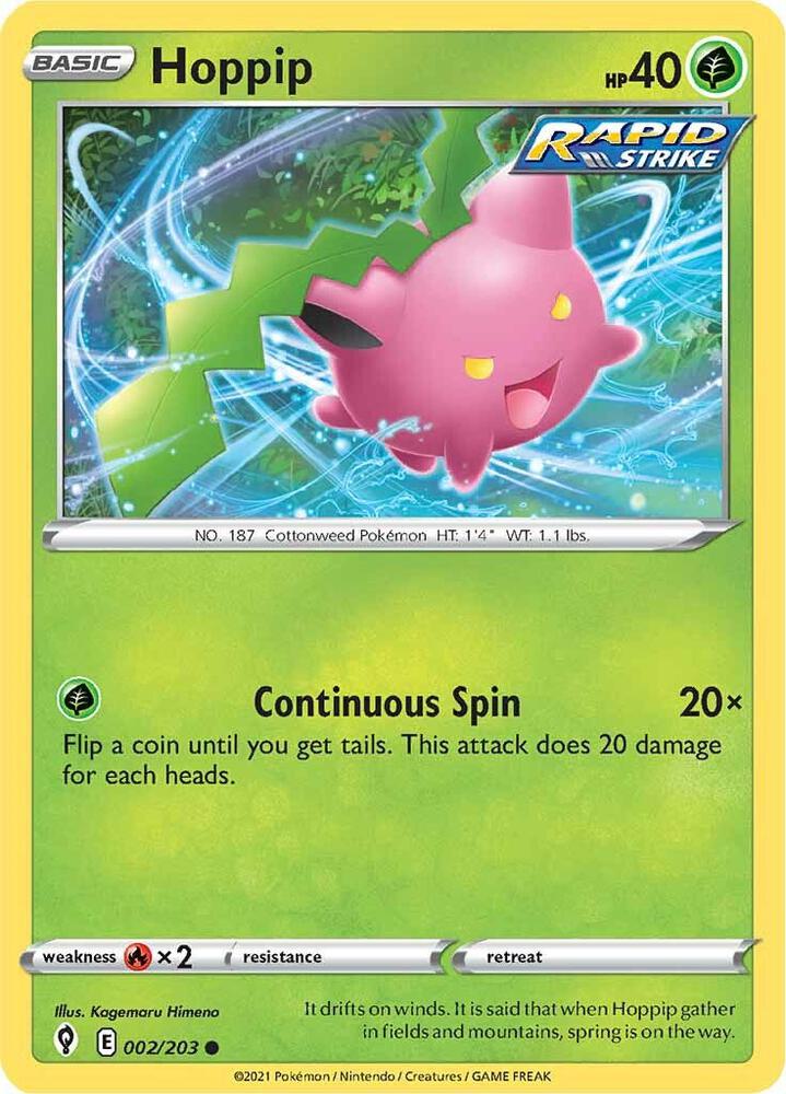 Hoppip 002/203 Reverse Holofoil — Evolving Skies Pokémon card