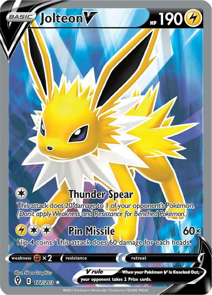 Jolteon V 177/203 Holofoil — Evolving Skies Pokémon card