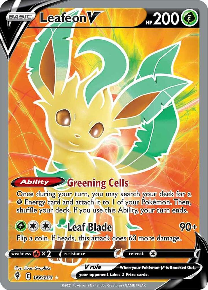 Leafeon V 166/203 Holofoil — Evolving Skies Pokémon card
