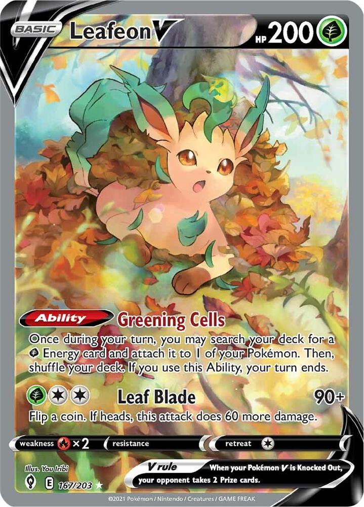 Leafeon V 167/203 Holofoil — Evolving Skies Pokémon card