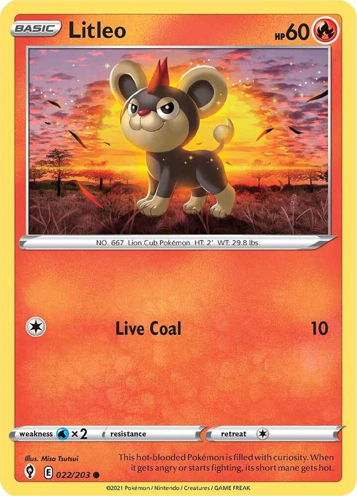 Litleo 022/203 — Evolving Skies Pokémon card