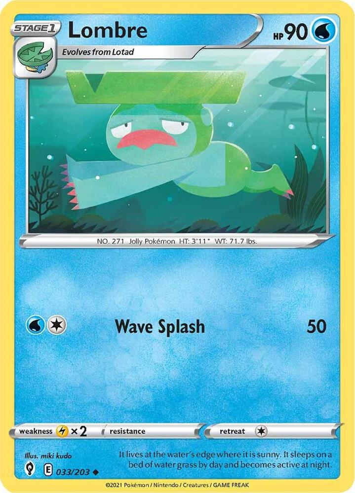 Lombre 033/203 Reverse Holofoil — Evolving Skies Pokémon card