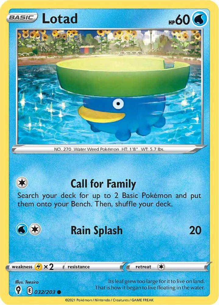 Lotad 032/203 — Evolving Skies Pokémon card