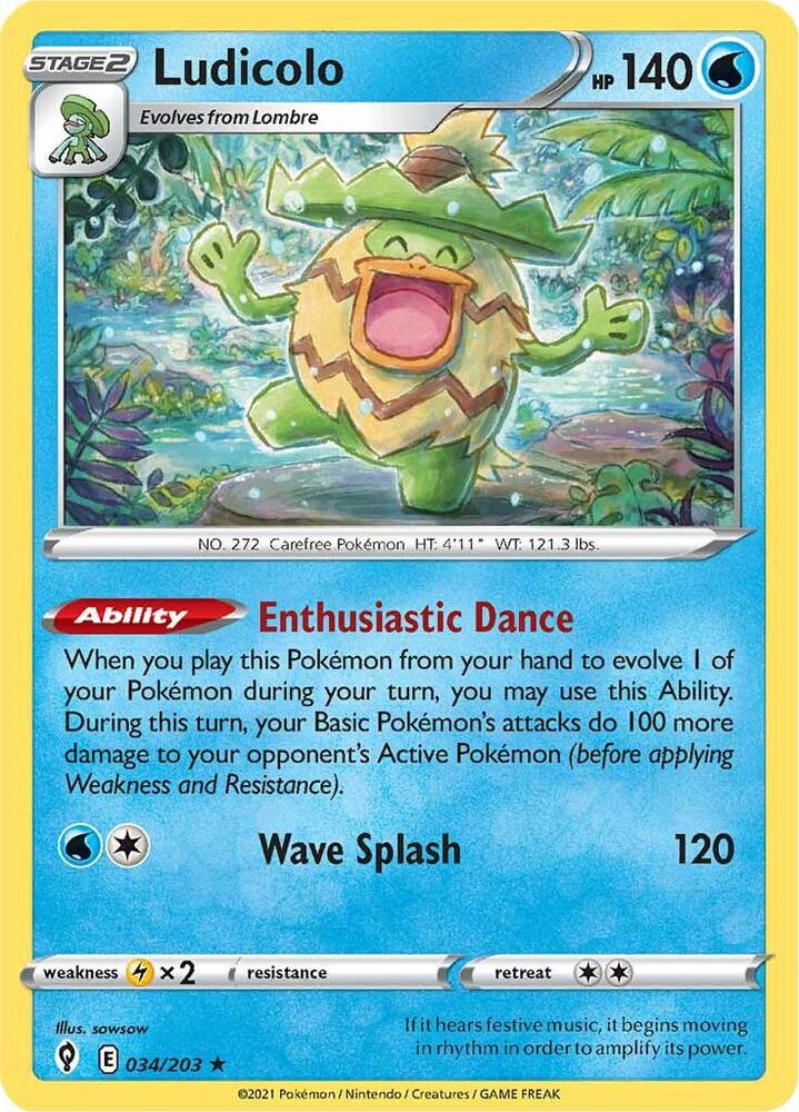 Ludicolo 034/203 Reverse Holofoil — Evolving Skies Pokémon card