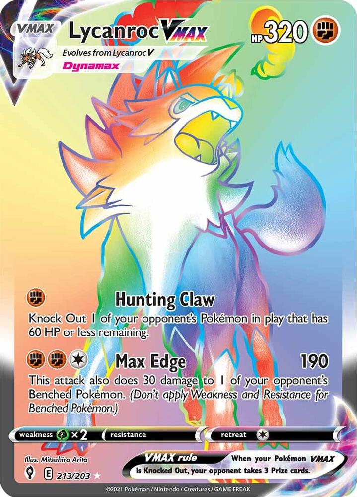 Lycanroc VMAX 213/203 Holofoil — Evolving Skies Pokémon card