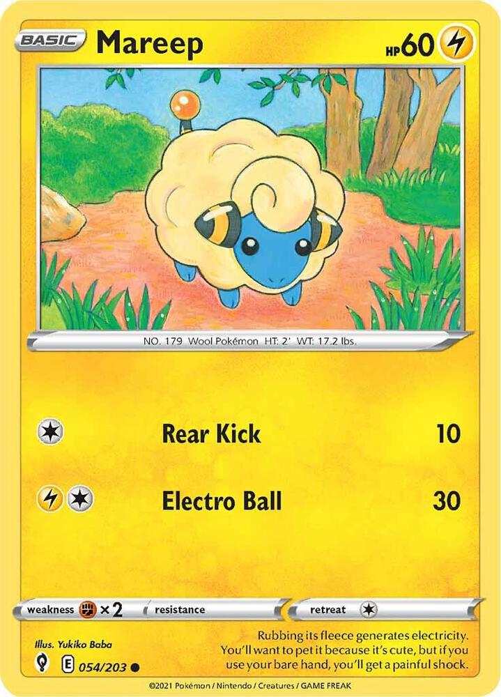 Mareep 054/203 Reverse Holofoil — Evolving Skies Pokémon card