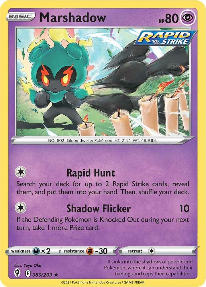 Marshadow 080/203 Reverse Holofoil — Evolving Skies Pokémon card